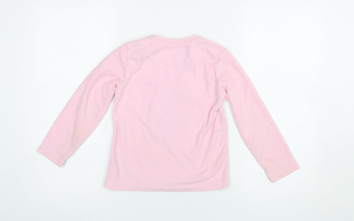 Disney Stitch Girls Pink Long Sleeve Nightshirt 6-7 Years 100% Polyester