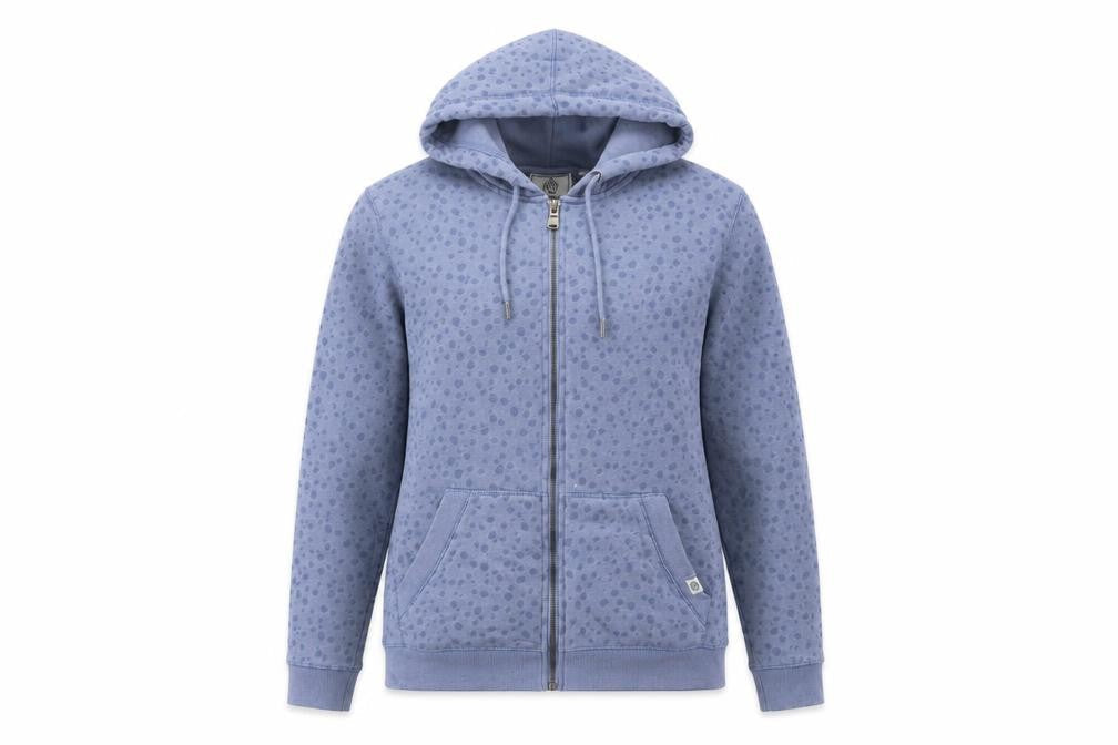 TOG24 Women Blue Full Zip Hoodie Size 12 Cotton Blend Polka Dot