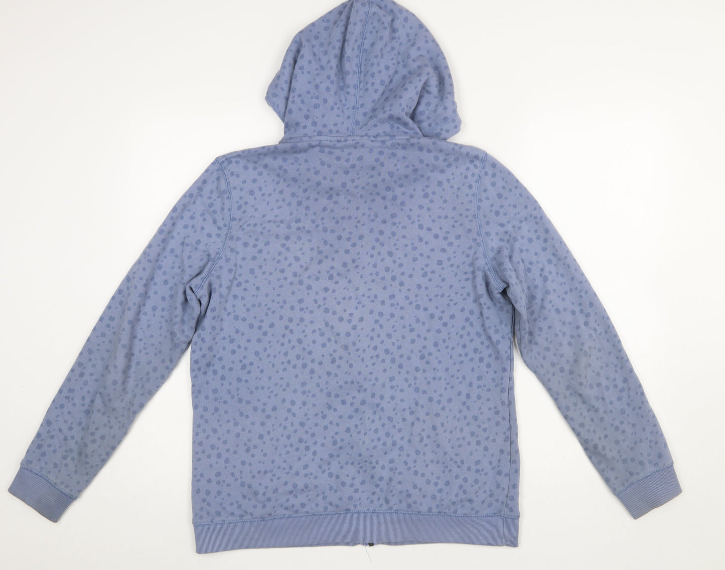 TOG24 Women Blue Full Zip Hoodie Size 12 Cotton Blend Polka Dot