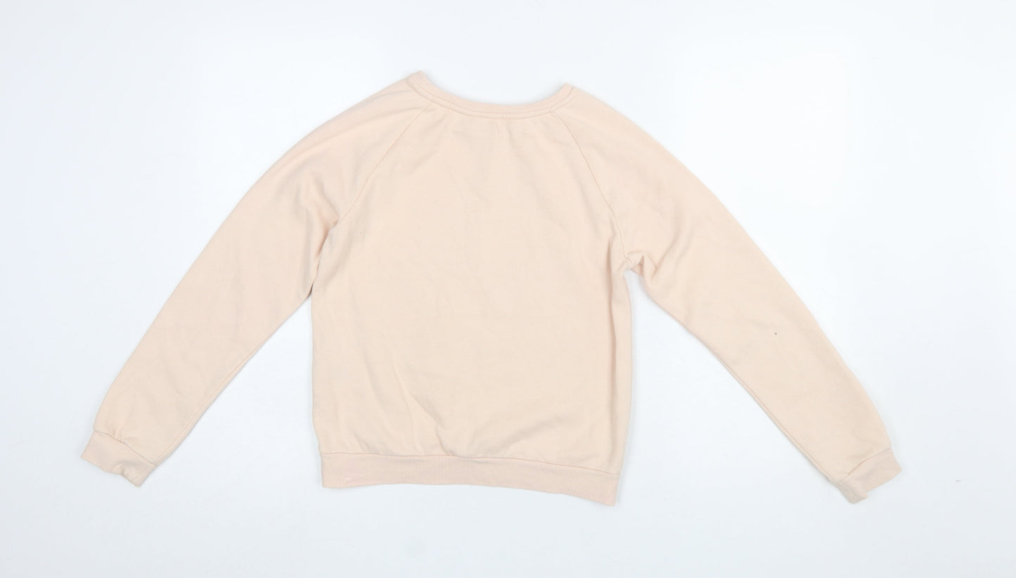 H&M Girls Beige Sequin Music Graphic Pullover Sweatshirt 11-12 Years