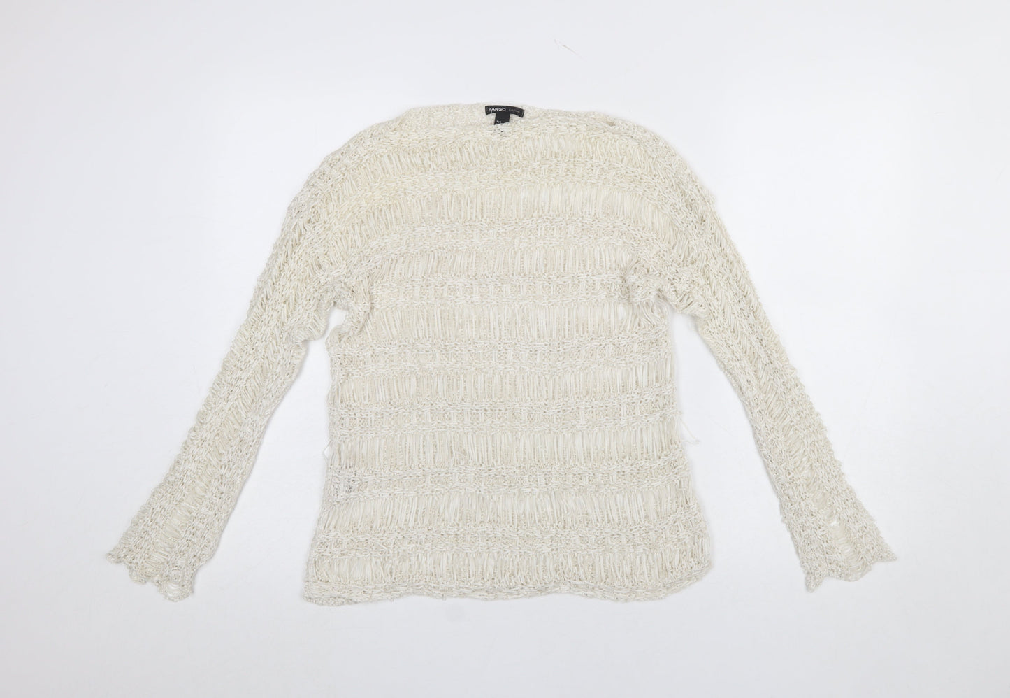 Mango Women’s Ivory Open Knit Pullover Jumper Size M