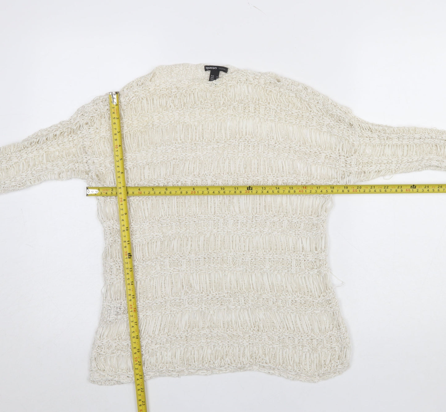 Mango Women’s Ivory Open Knit Pullover Jumper Size M