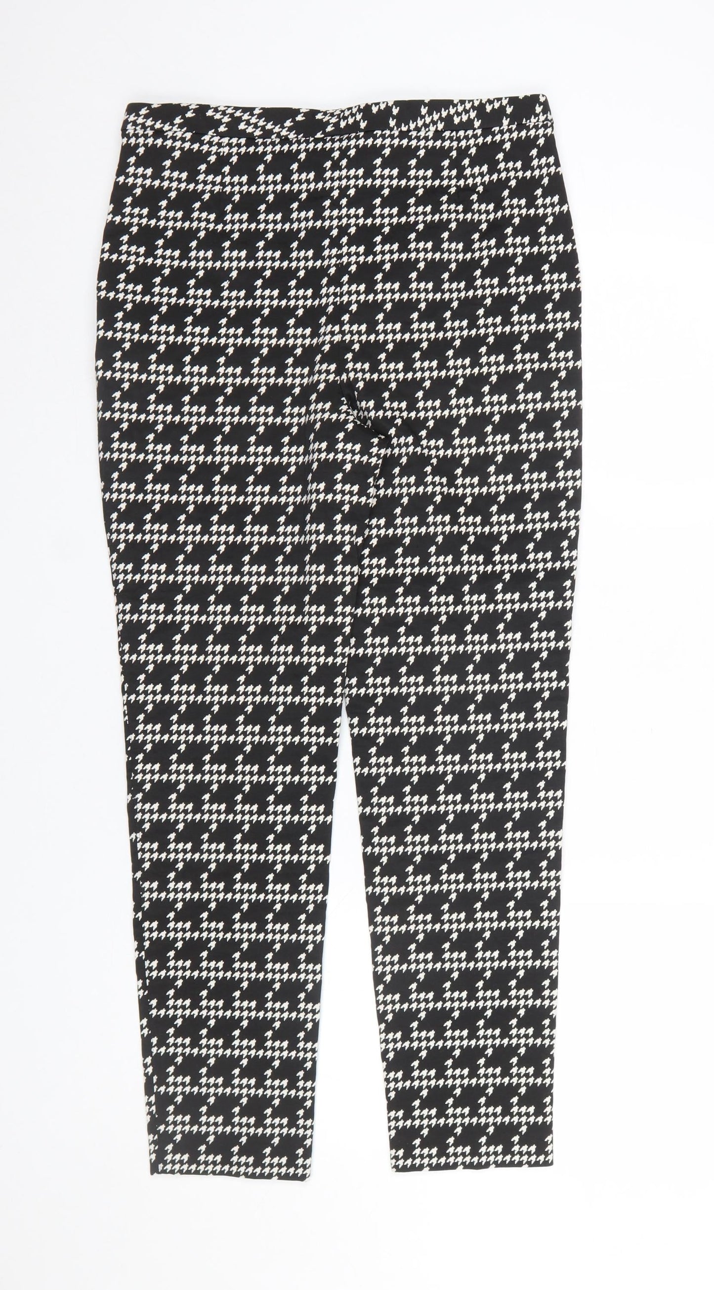 Marks and Spencer Womens Black Houndstooth Slim Tapered Trousers Size 12