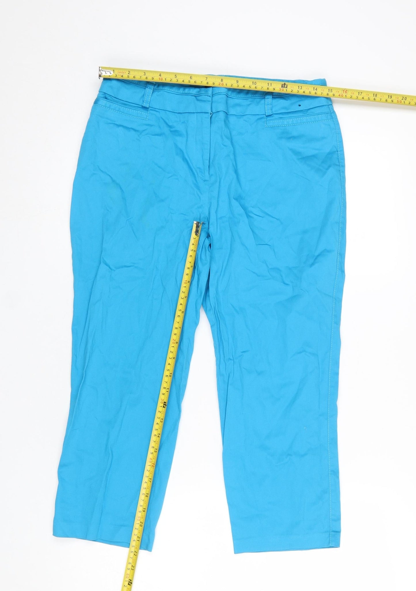 Dunnes Women’s Blue Cotton Capri Trousers Size 12