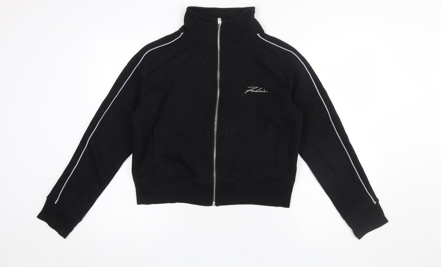 Fabric Womens Black Full Zip Sweatshirt UK 12 Cotton Polyester