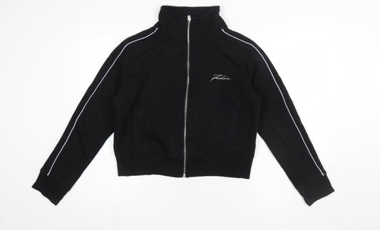 Fabric Womens Black Full Zip Sweatshirt UK 12 Cotton Polyester