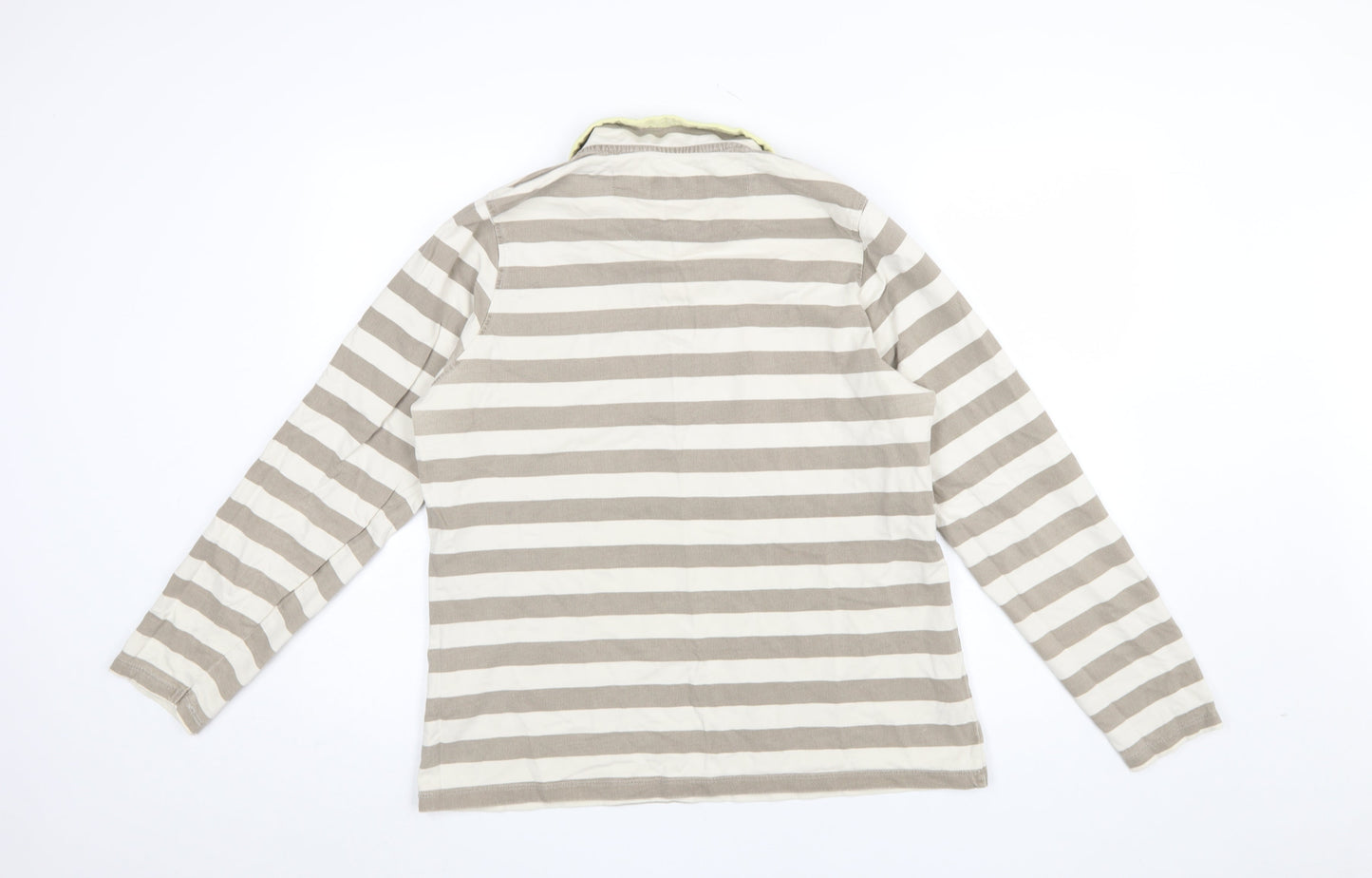 Regatta Women Beige Striped Long Sleeve Polo Shirt UK 16 Cotton