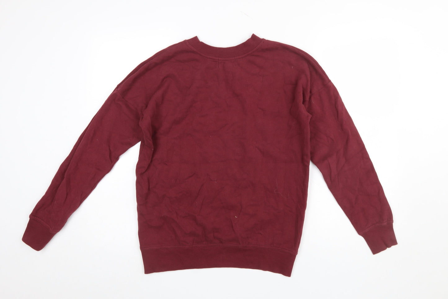 Next Women's Burgundy Crew Neck Cotton Pullover Sweatshirt UK 8