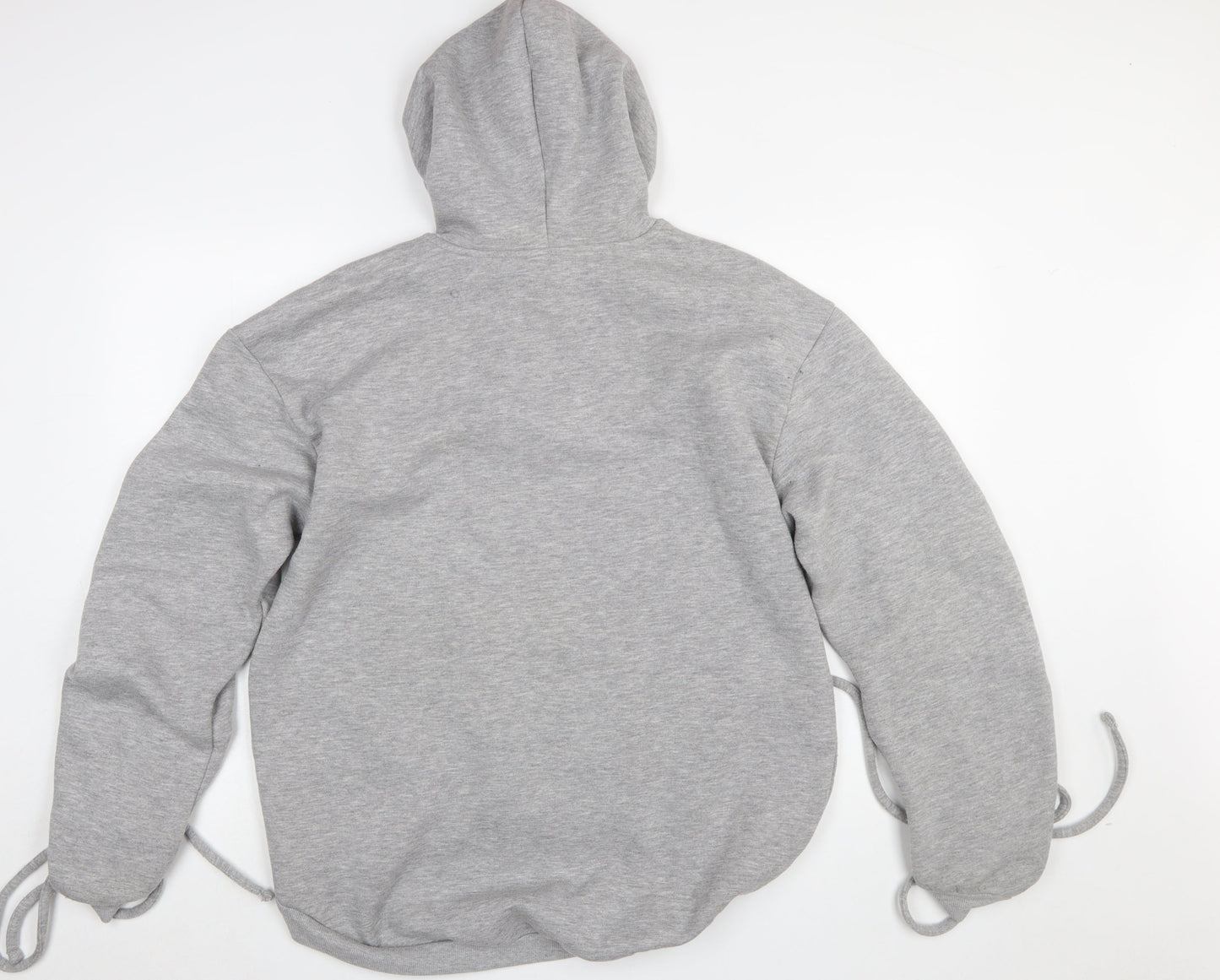 Misspap Women Grey Size 8 Pullover Hoodie with Ruched Sleeves
