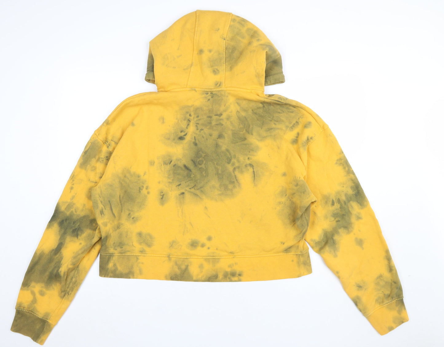 ZARA Women Yellow Tie Dye Pullover Hoodie XL Cotton Blend