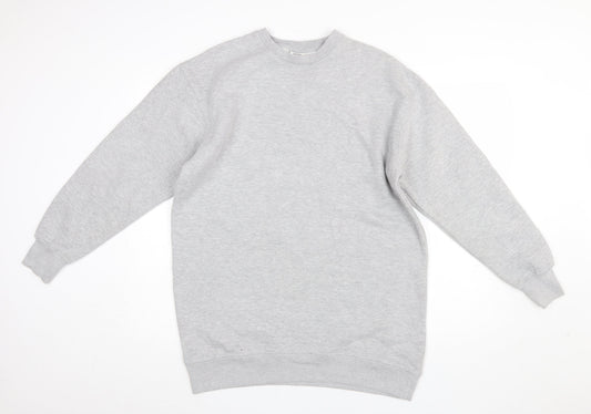 Pull&Bear Men's Grey Pullover Sweatshirt Size M Crew Neck Fleece Lined