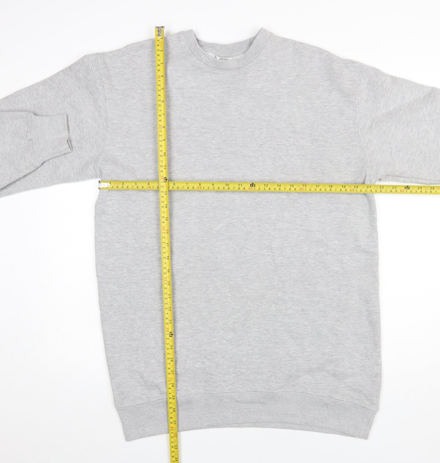 Pull&Bear Men's Grey Pullover Sweatshirt Size M Crew Neck Fleece Lined
