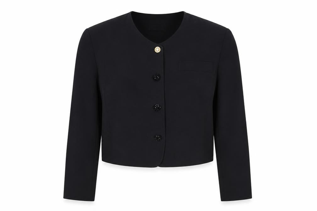 Barry Sherrard Women's Black Cropped Suit Jacket Size 16 Polyester