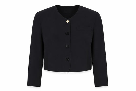 Barry Sherrard Women's Black Cropped Suit Jacket Size 16 Polyester