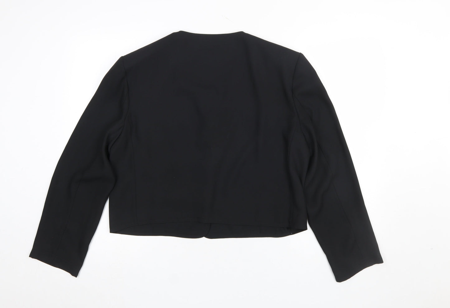 Barry Sherrard Women's Black Cropped Suit Jacket Size 16 Polyester