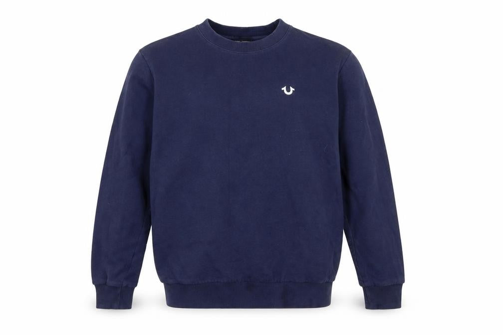 True Religion Mens Blue Crew Neck Cotton Sweatshirt Size S