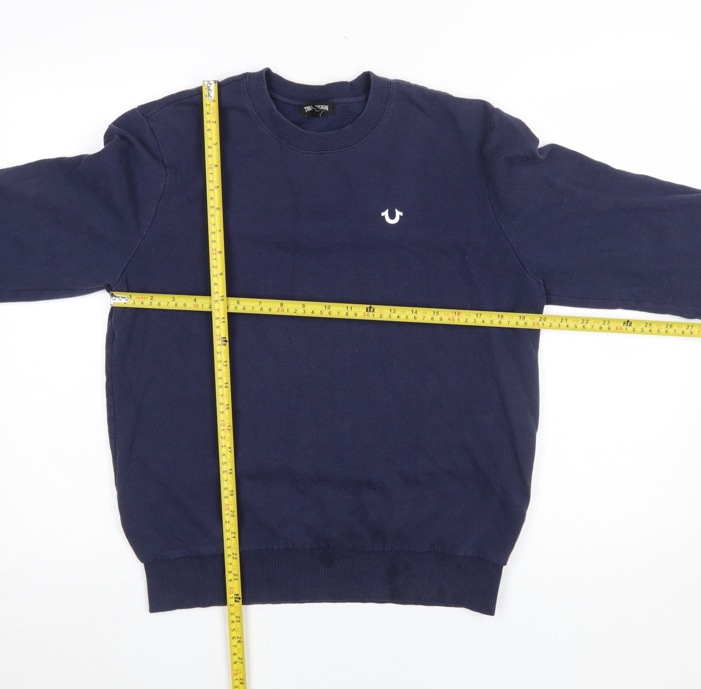 True Religion Mens Blue Crew Neck Cotton Sweatshirt Size S