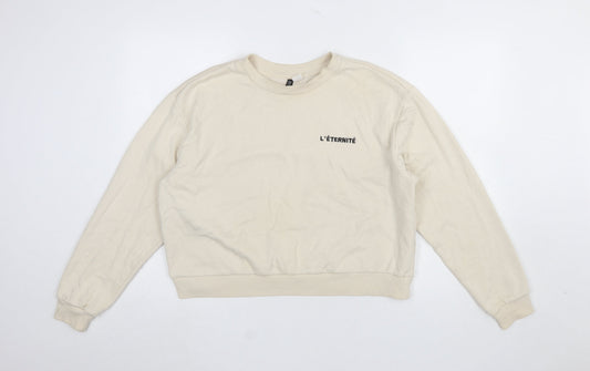 H&M Divided Women’s Beige L Crew Neck Pullover Sweatshirt