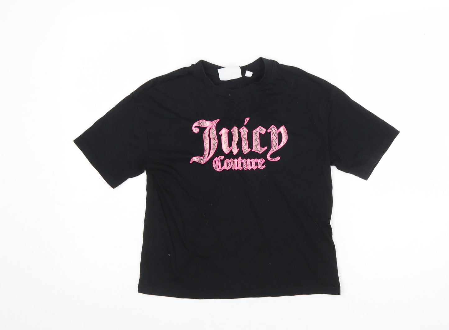 Juicy Couture Girls Black Graphic Logo Cotton T-Shirt 12-13 Years