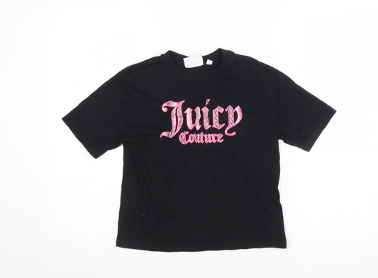 Juicy Couture Girls Black Graphic Logo Cotton T-Shirt 12-13 Years