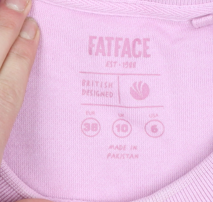 FatFace Womens Pink Cotton Crew Neck Pullover Sweatshirt Size 10