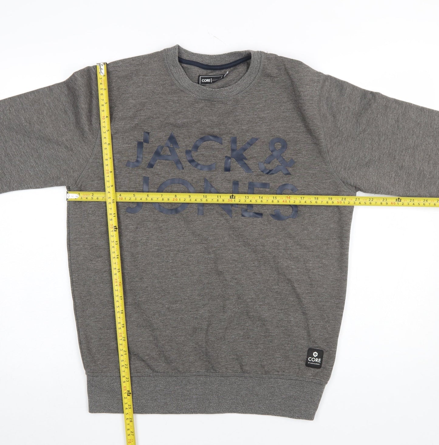 Jack & Jones Men's Grey Logo Sweatshirt Regular Fit Pullover M