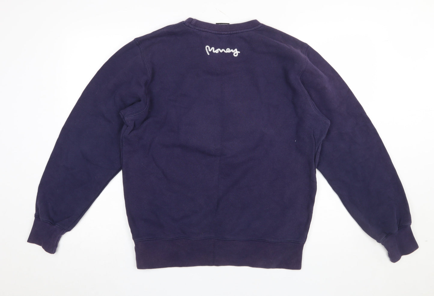 Money Mens Purple Sweatshirt M Crew Neck Graphic Pullover