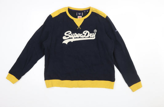 Superdry Womens Blue Logo Pullover Sweatshirt Size 14