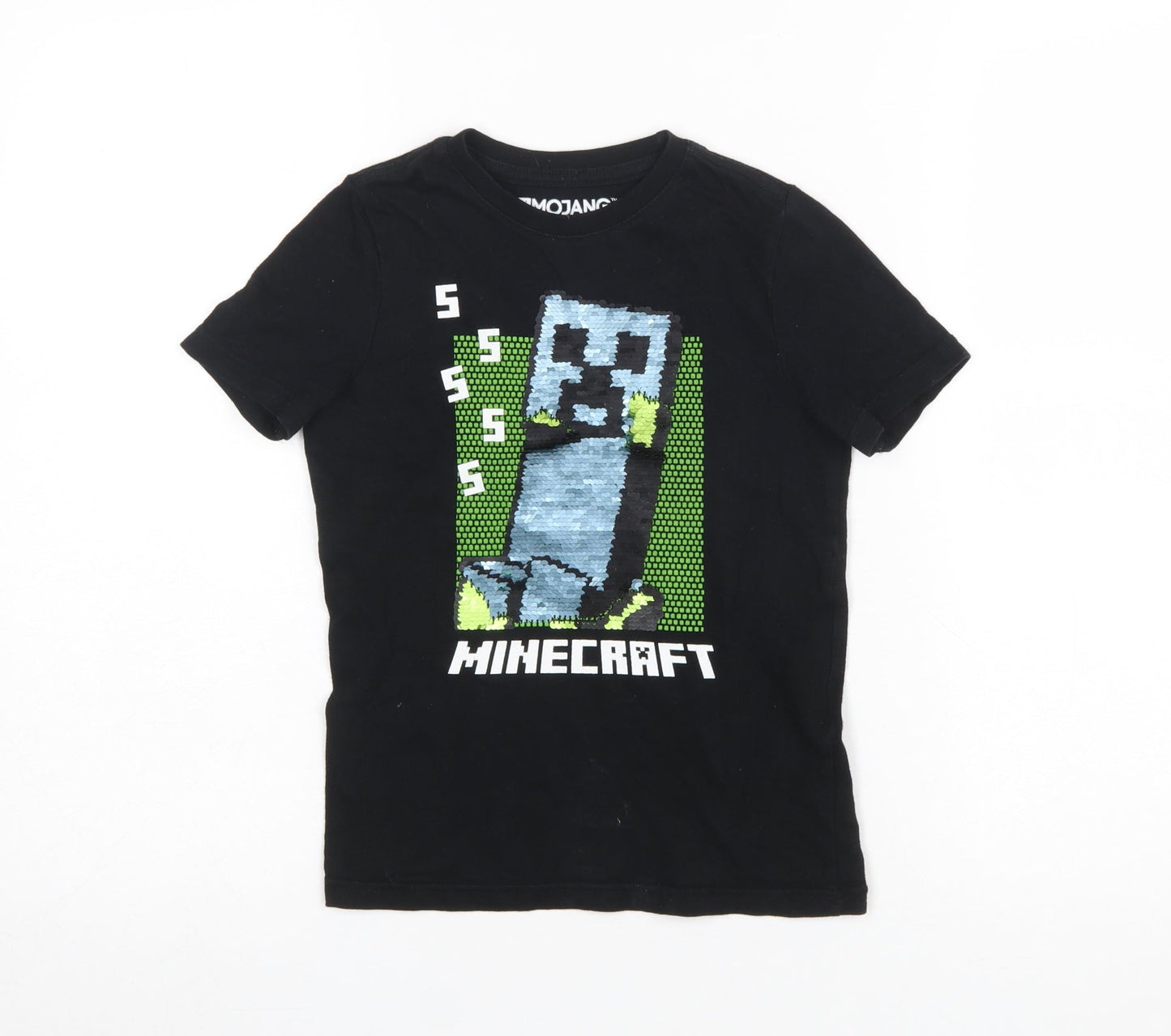 Mojang Minecraft Creeper Black T-Shirt Girls 5-6 Years 100% Cotton