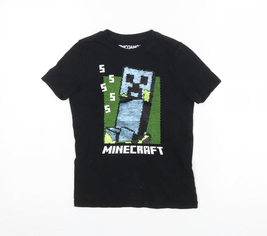 Mojang Minecraft Creeper Black T-Shirt Girls 5-6 Years 100% Cotton