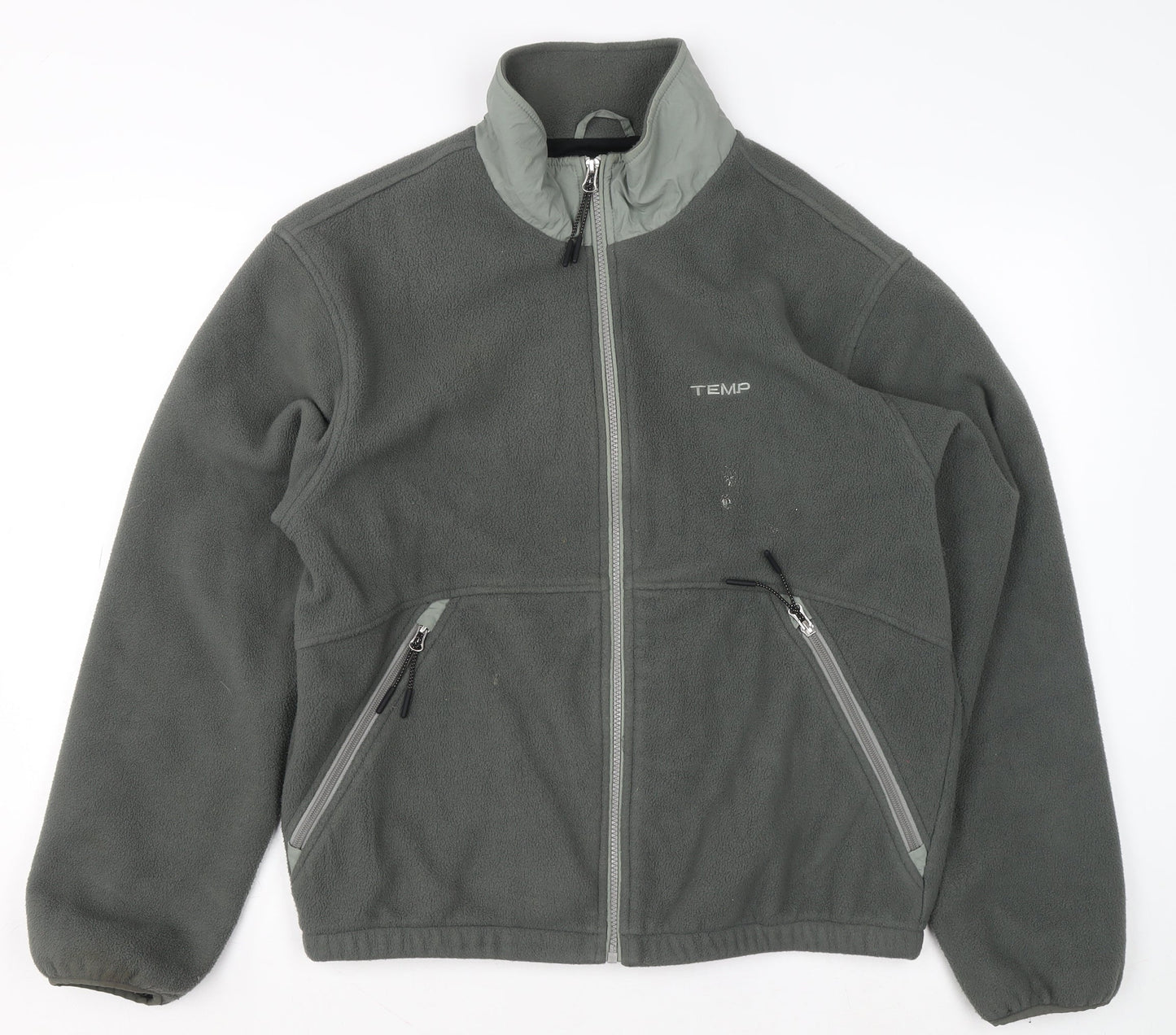 TEMP Men's Grey Fleece Full Zip Jacket Size M Outdoor Casual