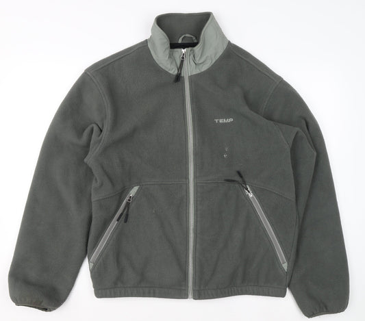 TEMP Men's Grey Fleece Full Zip Jacket Size M Outdoor Casual