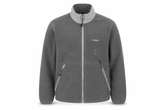 TEMP Men's Grey Fleece Full Zip Jacket Size M Outdoor Casual