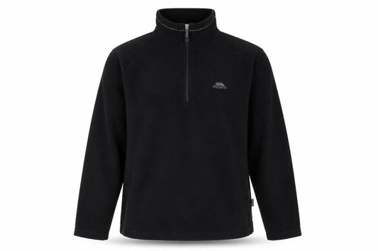 Trespass Mens Black Fleece 1/4 Zip Pullover Sweatshirt L Regular Fit