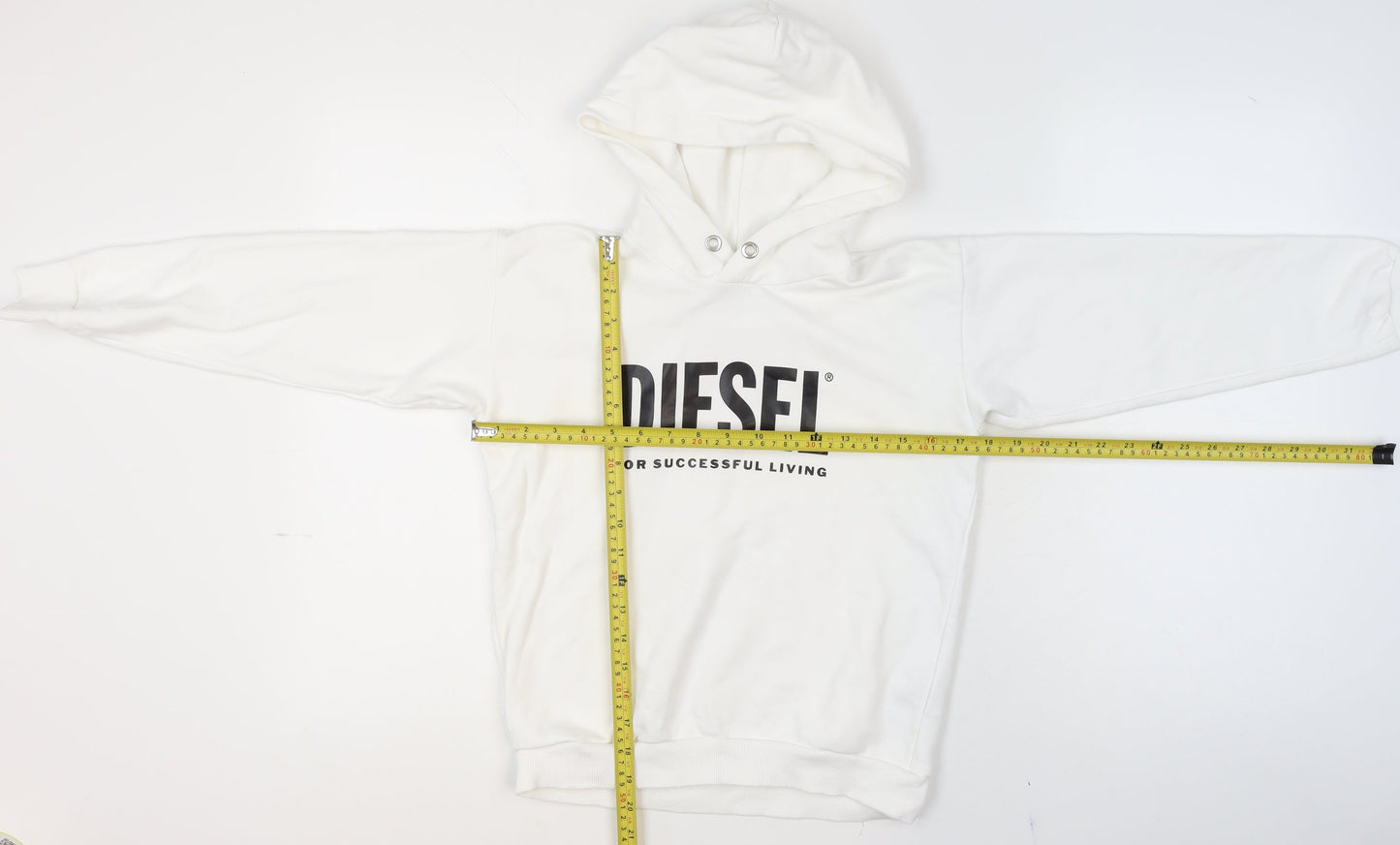 Diesel Girls White Cotton Pullover Hoodie 10 Years Logo Print Sweatshirt
