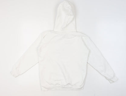 Diesel Girls White Cotton Pullover Hoodie 10 Years Logo Print Sweatshirt