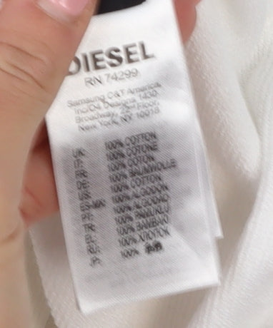 Diesel Girls White Cotton Pullover Hoodie 10 Years Logo Print Sweatshirt