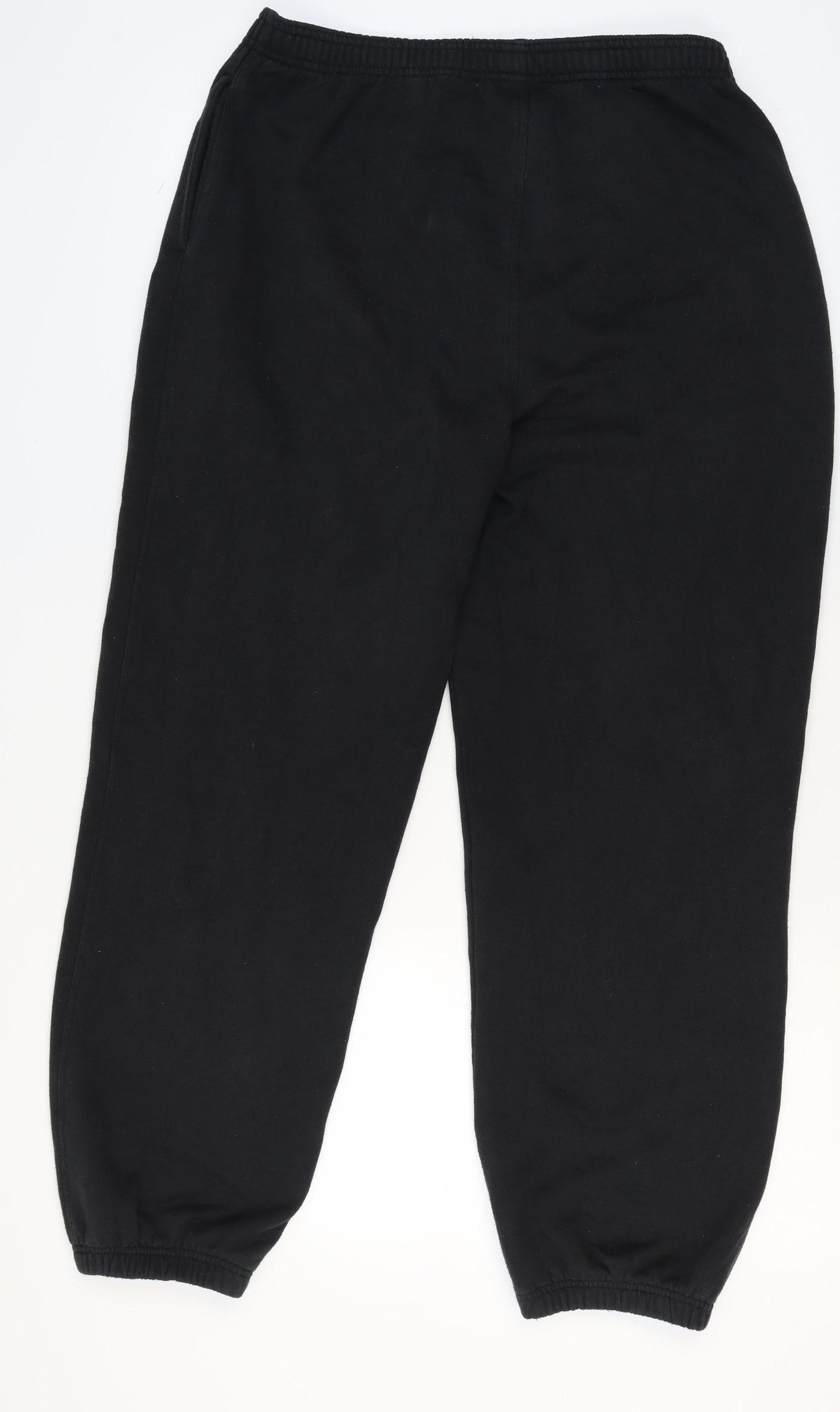 Reebok Men Black Fleece Sweatpants L Elastic Waist Regular Fit
