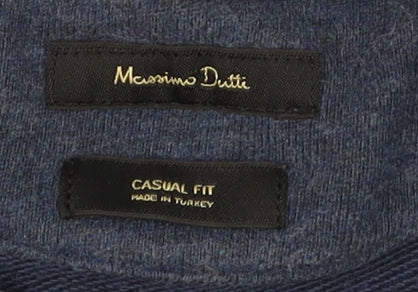 Massimo Dutti Men's Blue Casual Fit Long Sleeve Crew Neck Sweatshirt Size L