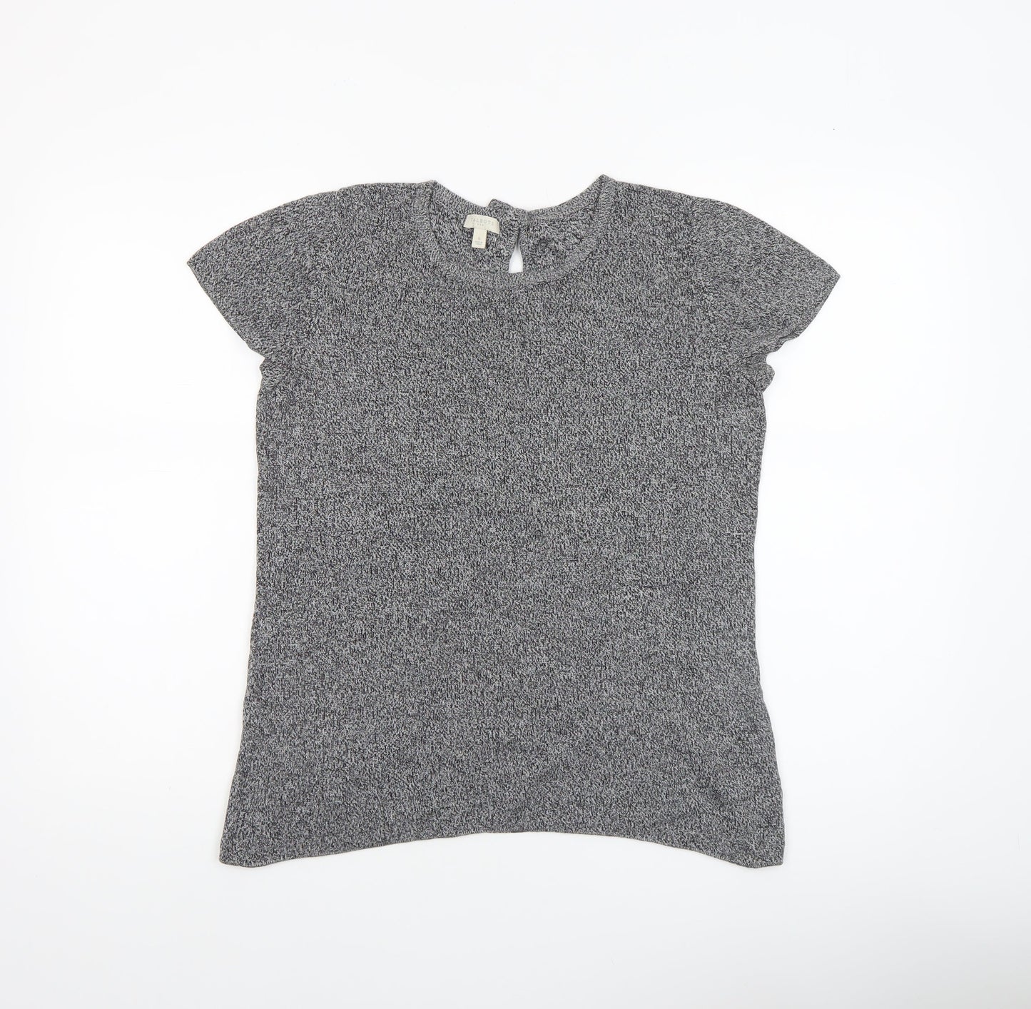 Talbots Women Grey Short Sleeve Knit Top Small Cotton Blend