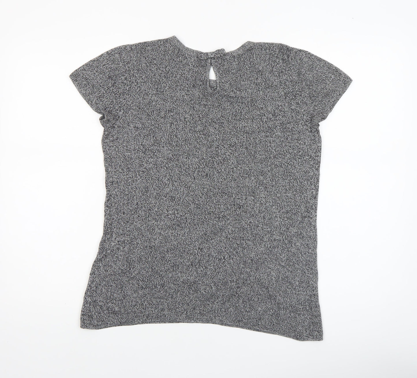Talbots Women Grey Short Sleeve Knit Top Small Cotton Blend