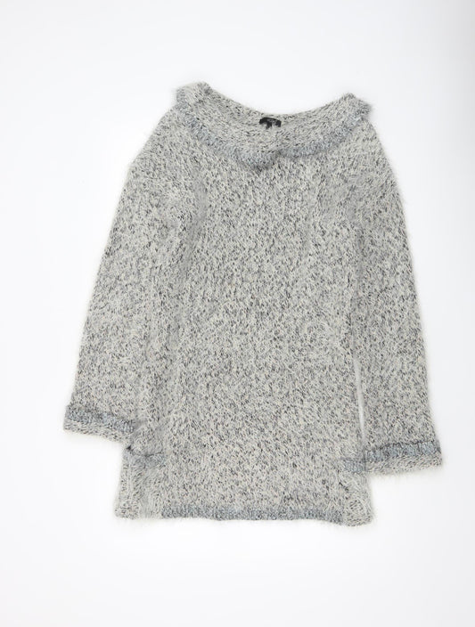 Marks and Spencer Per Una Grey Roll Neck Chunky Knit Wool Blend Jumper Women’s M