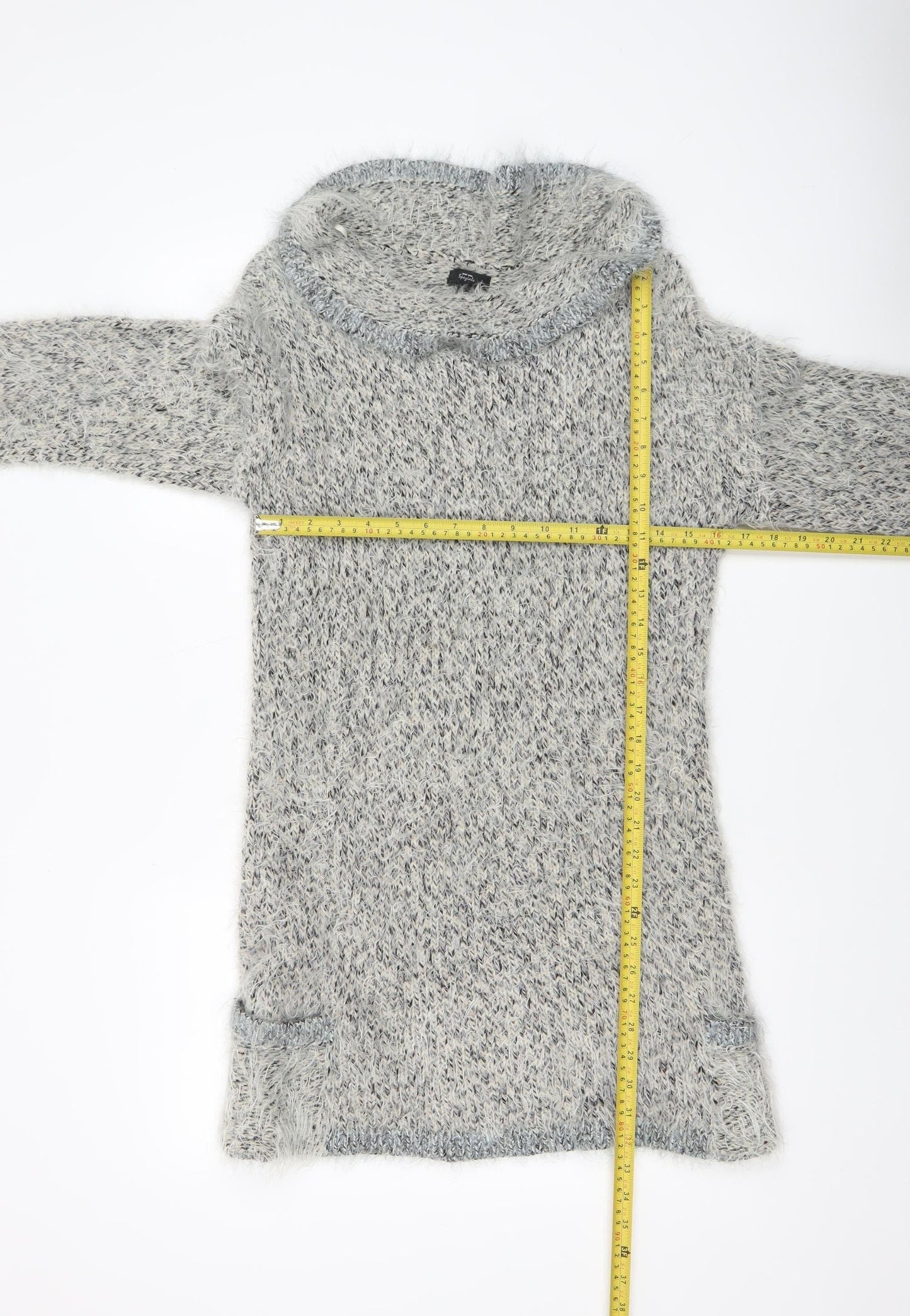 Marks and Spencer Per Una Grey Roll Neck Chunky Knit Wool Blend Jumper Women’s M