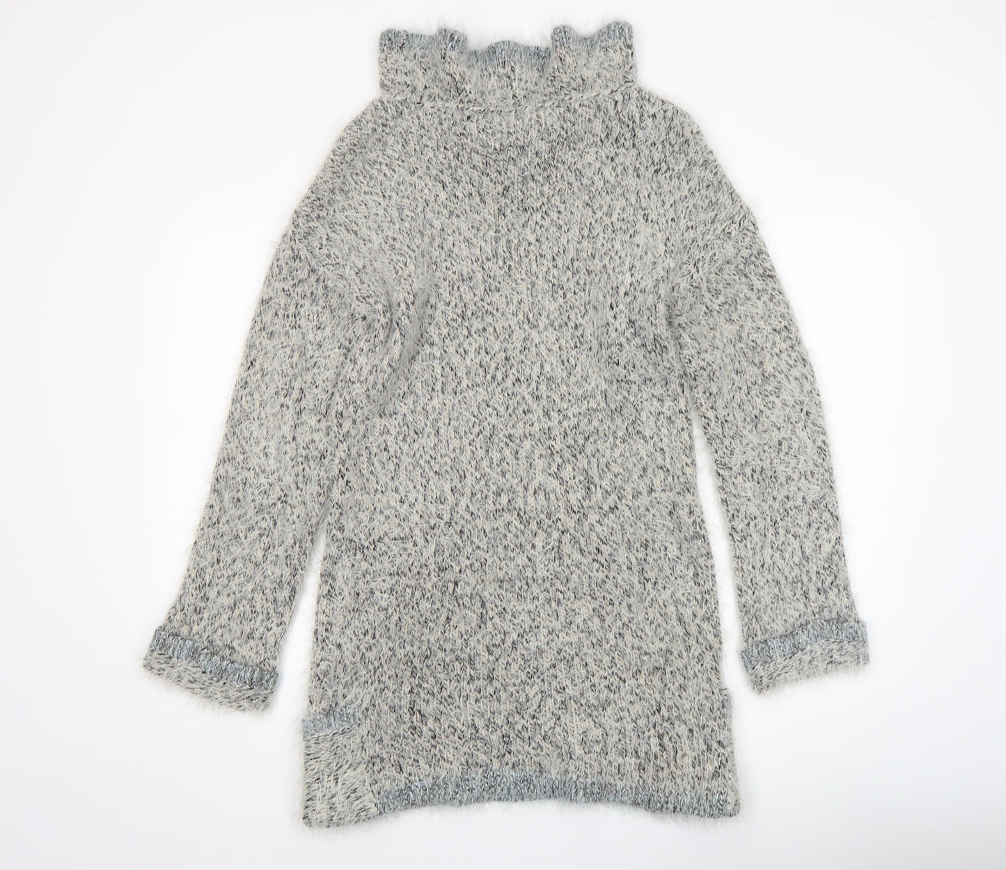 Marks and Spencer Per Una Grey Roll Neck Chunky Knit Wool Blend Jumper Women’s M