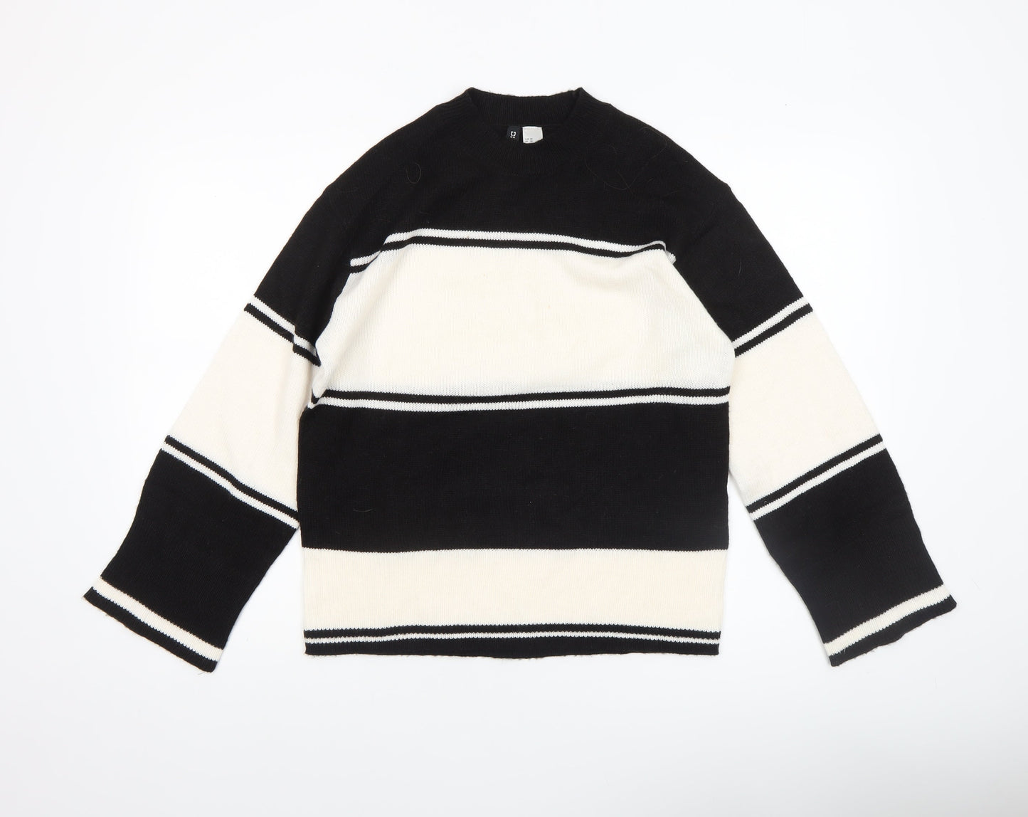 H&M Divided Women's Black White Striped Knit Jumper XS