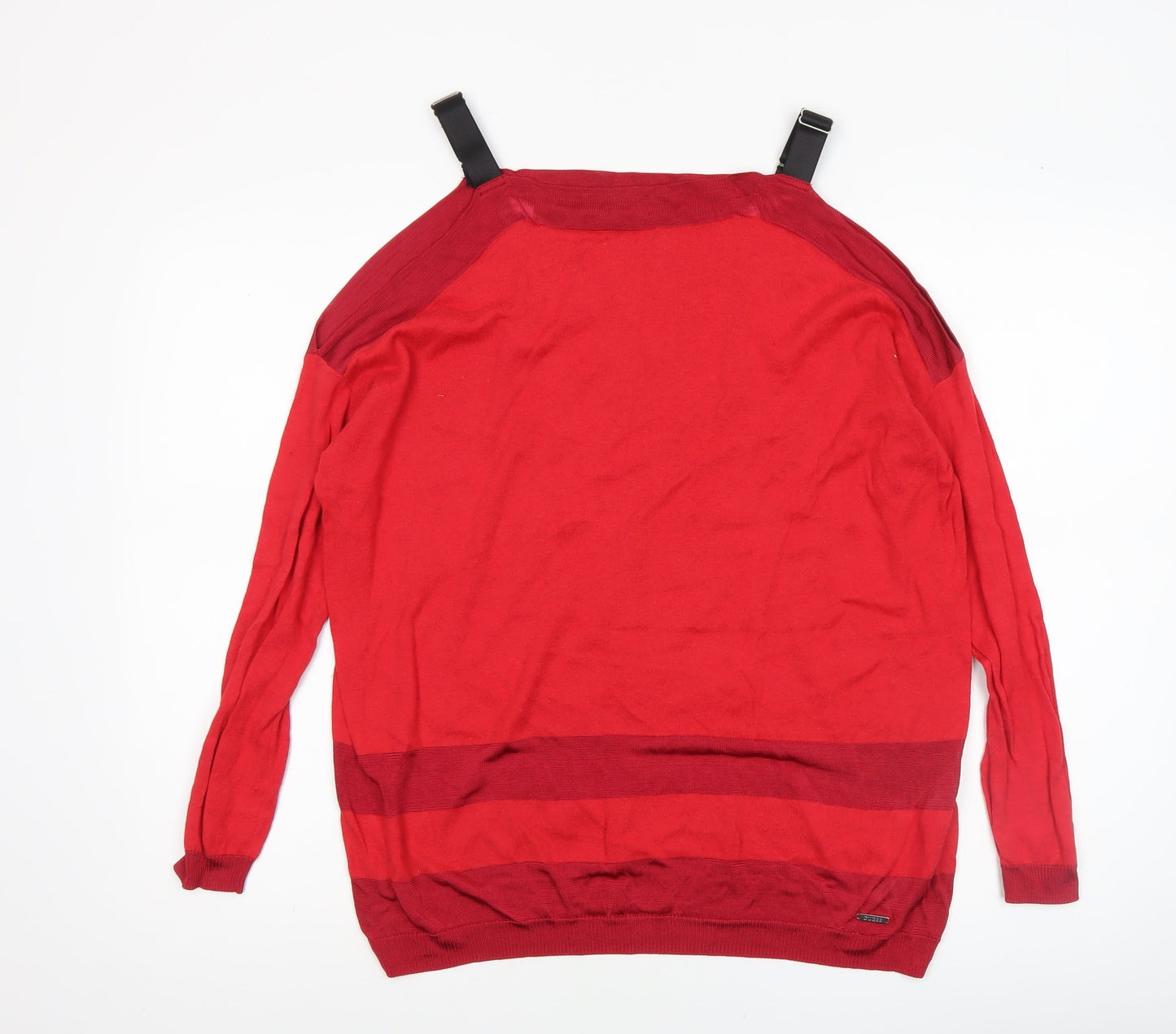 Guess Women's Red Boat Neck Long Sleeve Pullover Jumper Size 6