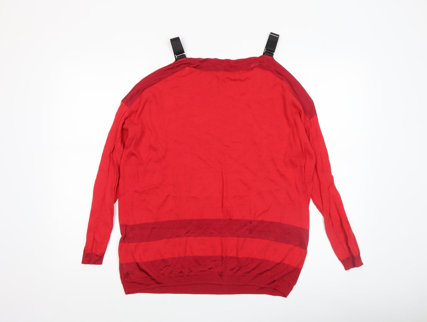 Guess Women's Red Boat Neck Long Sleeve Pullover Jumper Size 6