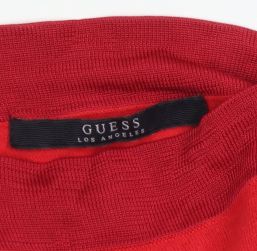 Guess Women's Red Boat Neck Long Sleeve Pullover Jumper Size 6