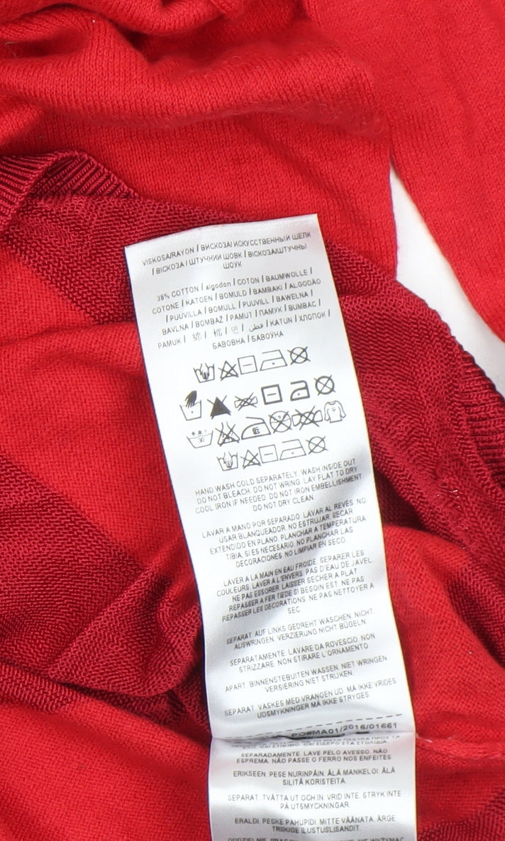Guess Women's Red Boat Neck Long Sleeve Pullover Jumper Size 6