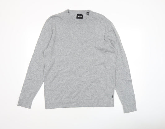 Only & Sons Men's Grey L Knit Crew Neck Pullover Jumper